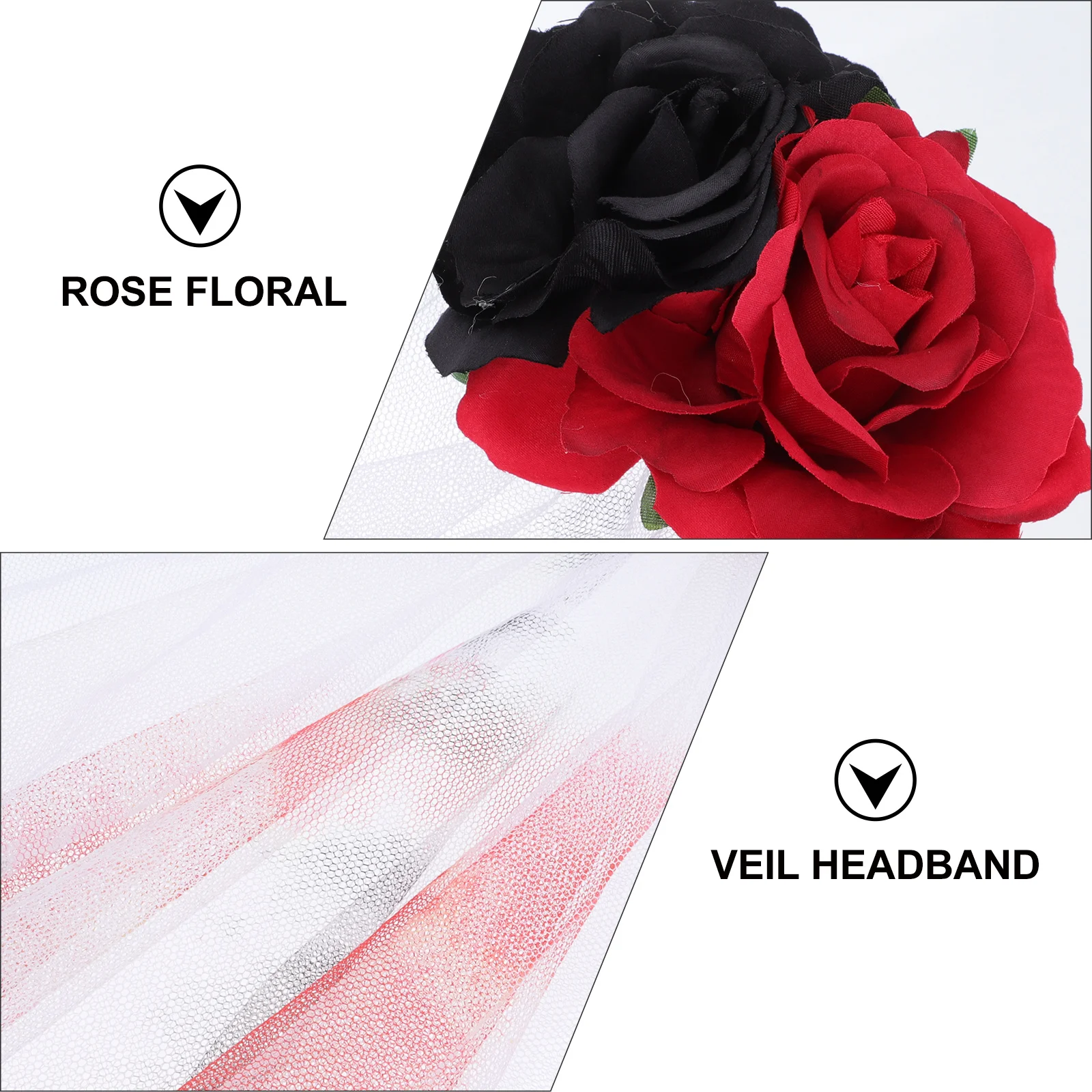 

Rose Hair Clip Chic Veil Prop Halloween Party Decorative Cosplay Hairpin Floral Headband Headdress