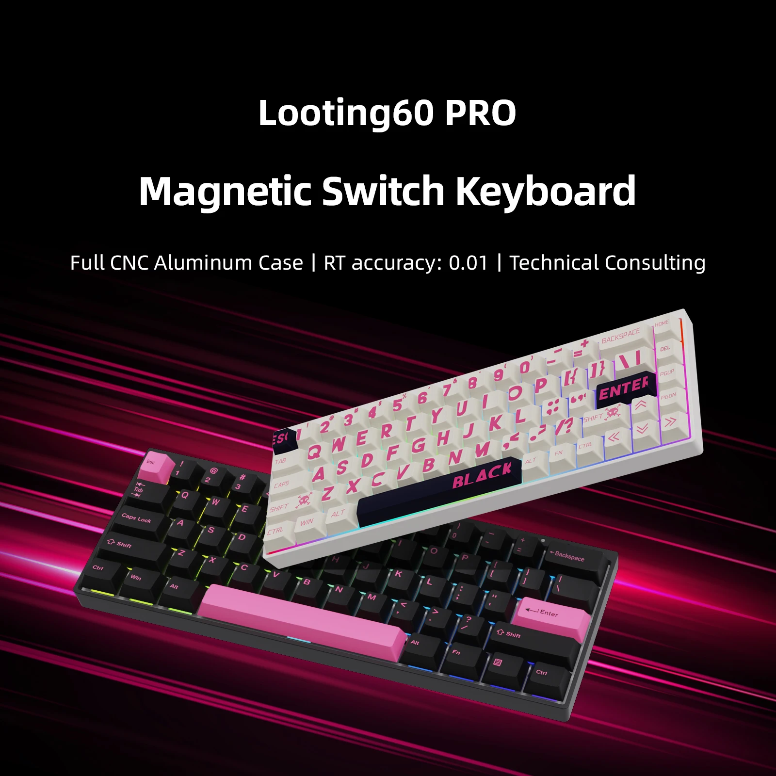

Latenpow Looting 60Pro Gaming Mechanical Keyboard Magnetic Keyboards Switch Axis Hall Effect RGB Backlight RT 0.01mm 61 Keys