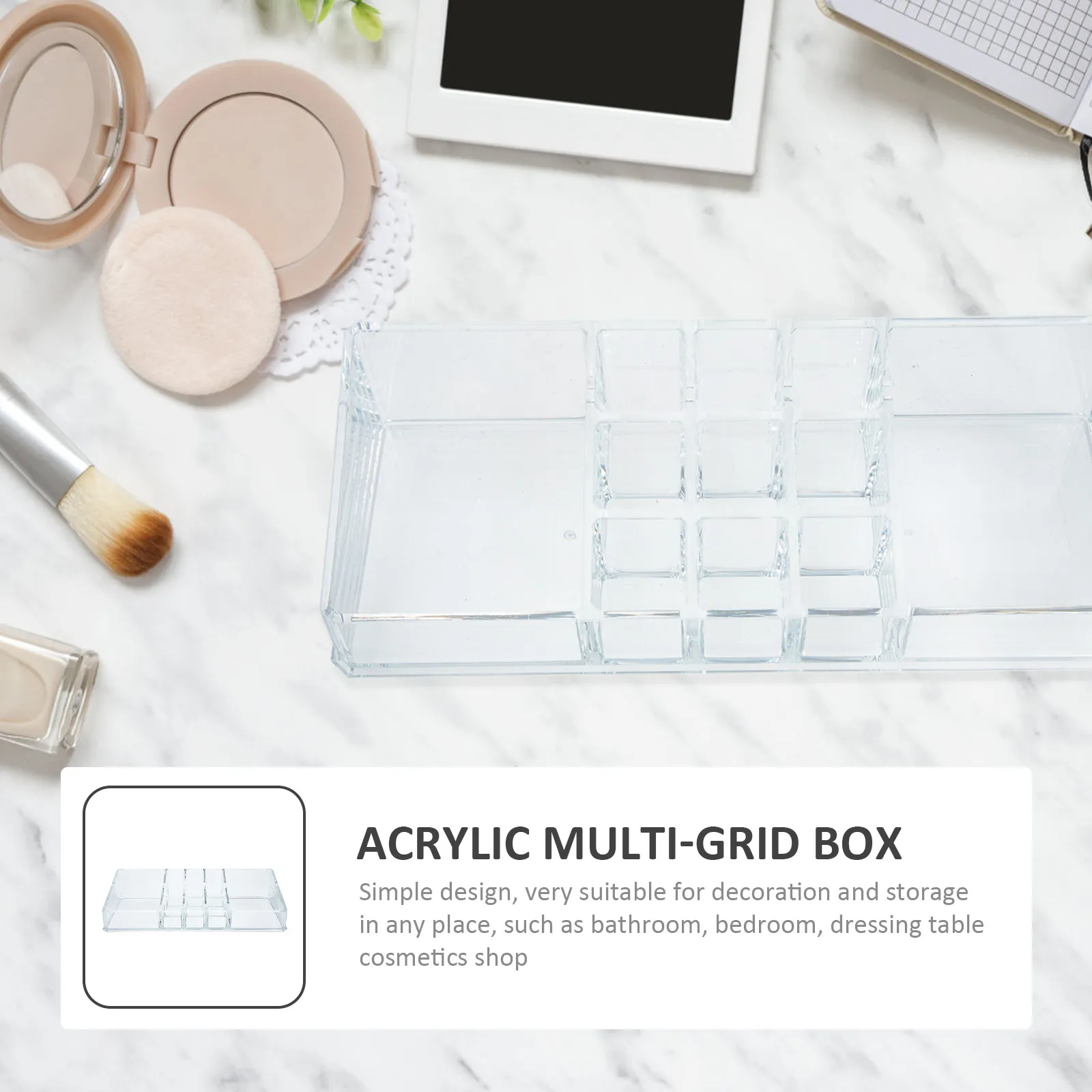 Acrylic Storage Box – Transparent Multi-Compartment Desktop Organizer for Cosmetics, Skincare, Pills & Oils
