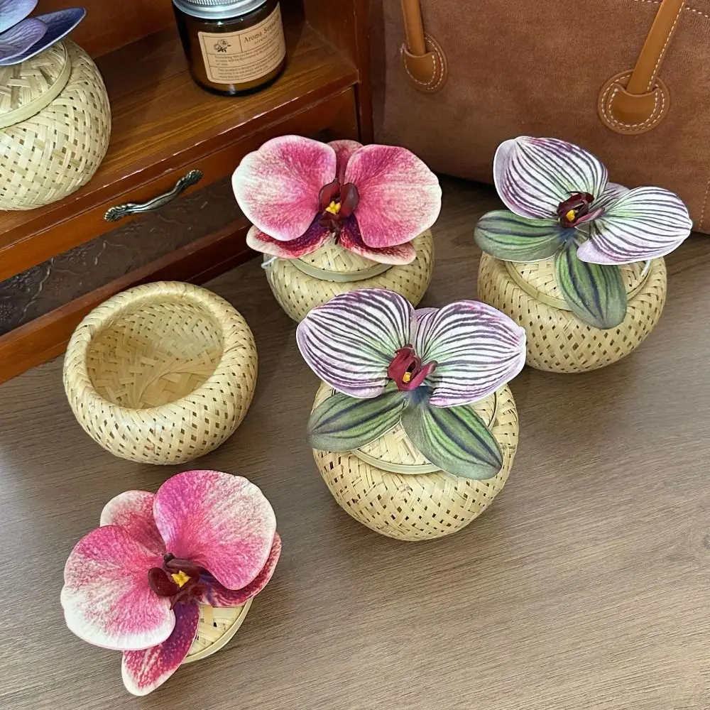 

Large Capacity Bamboo Weave Jewelry Box Jewelry Case Flower Butterfly Orchid Jewelry Organizer Storage Box Earrings