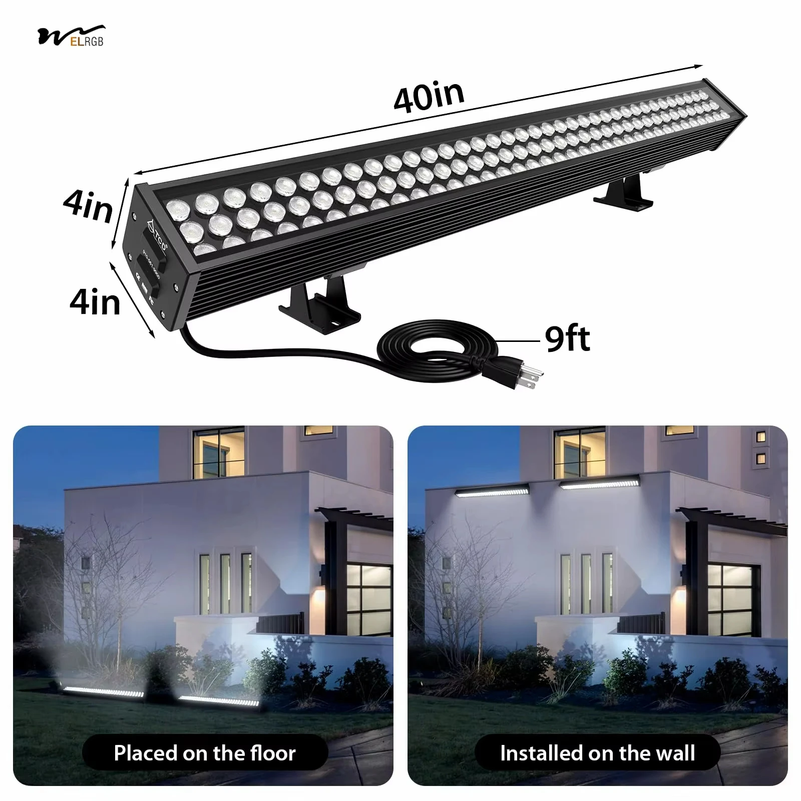 السوبر مشرق 108 واط وحدة إضاءة LED جداريّة غسالة ضوء بار 5000 كيلو ضوء النهار RGB الخطي قطاع ضوء 40 بوصة طويلة الثقيلة لفندق المستودع