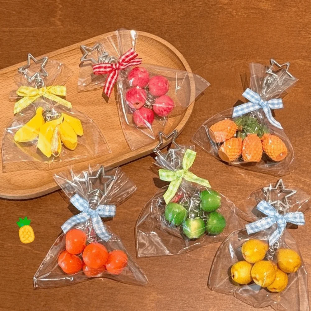 3D Molded Design Fruit Pendant Keychain Vivid Shape Lightweight Material 3D Fruit Charm Compact Size Delicate Shape Details