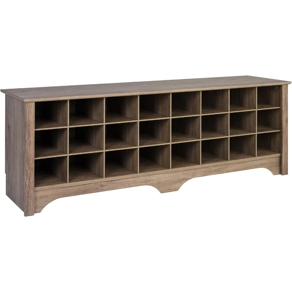 

Cabinet Shoe Cubby Bench, 15.5"D x 60"W x 20.25"H, Drifted Gray