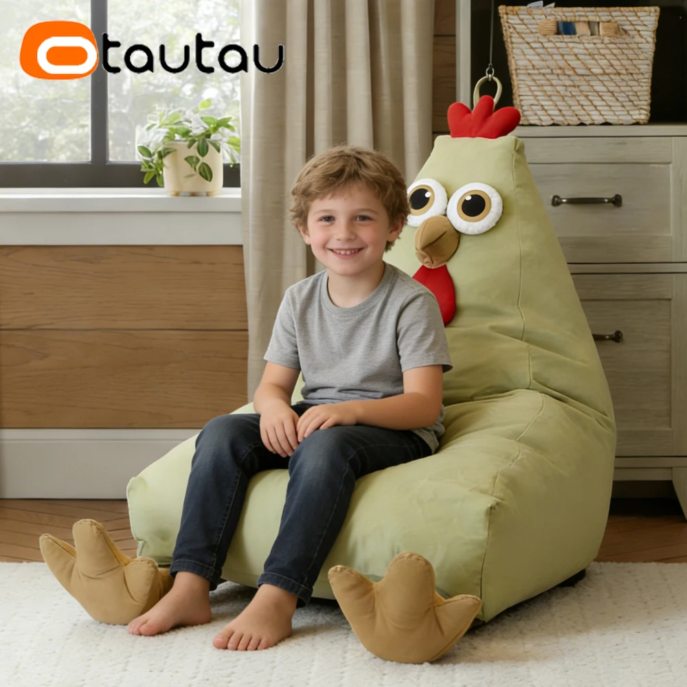 

OTAUTAU Chick Children Bean Bag Cover Cute Cartoon Cotton Pouf Beanbag Cover SF606【No Filler!Please Buy Filler Yourself!】