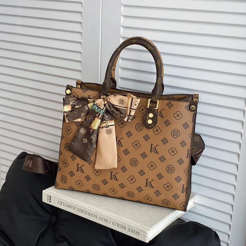 

2025 Monogram Tote Bag for Women Vintage Print Shoulder Purse Spacious Adjustable Crossbody Strap with Top Handle