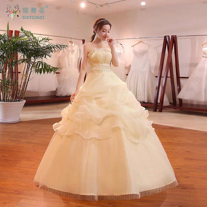 Корейский стиль невесты плюс размер индивидуальное свадебное платье на молнии или шнуровке без бретелек из органзы с оборками романтическое свадебное платье принцессы