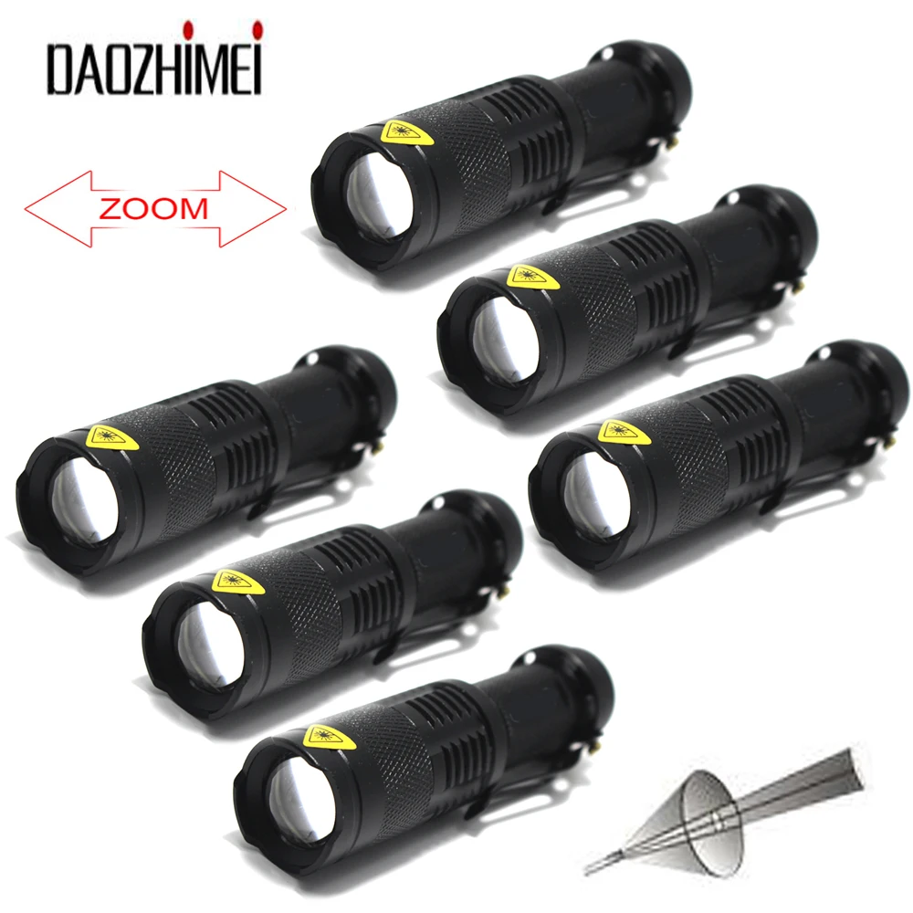 

6pcs/Lot Tactical Flashlights Portable LED Camping Lamps 3 Modes Zoomable Self Defense Fishing hunting Torch Light Lanterns