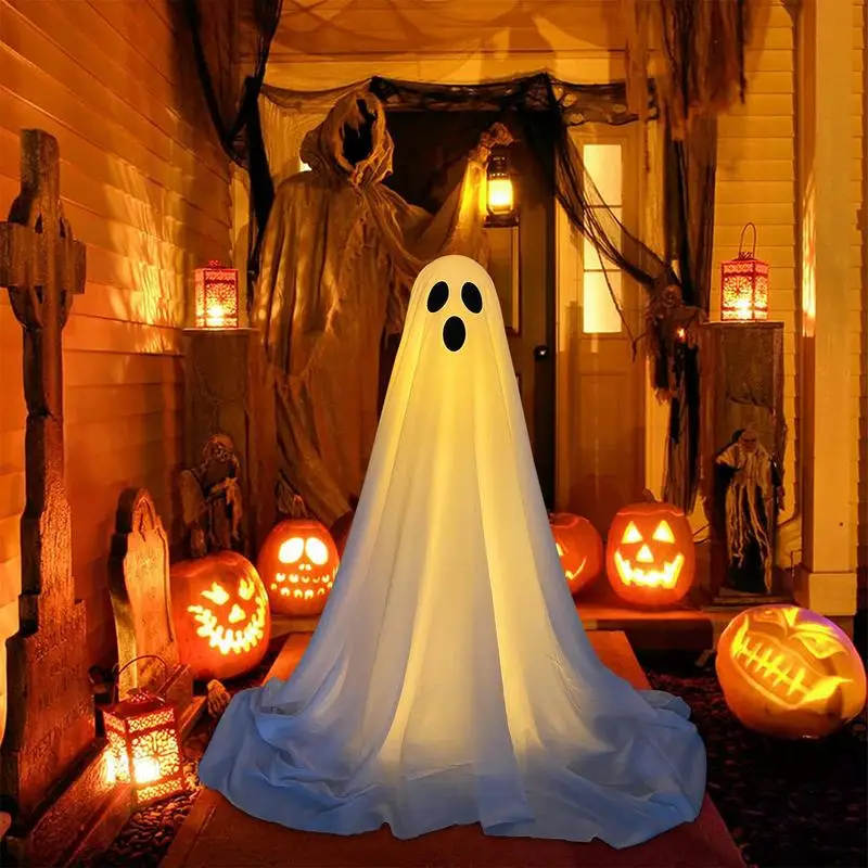 Outdoor Halloween Ghost LED Decoration for Front Porch Patio Spooky Easy To Assemble Glow in The Dark Ghost Courtyard