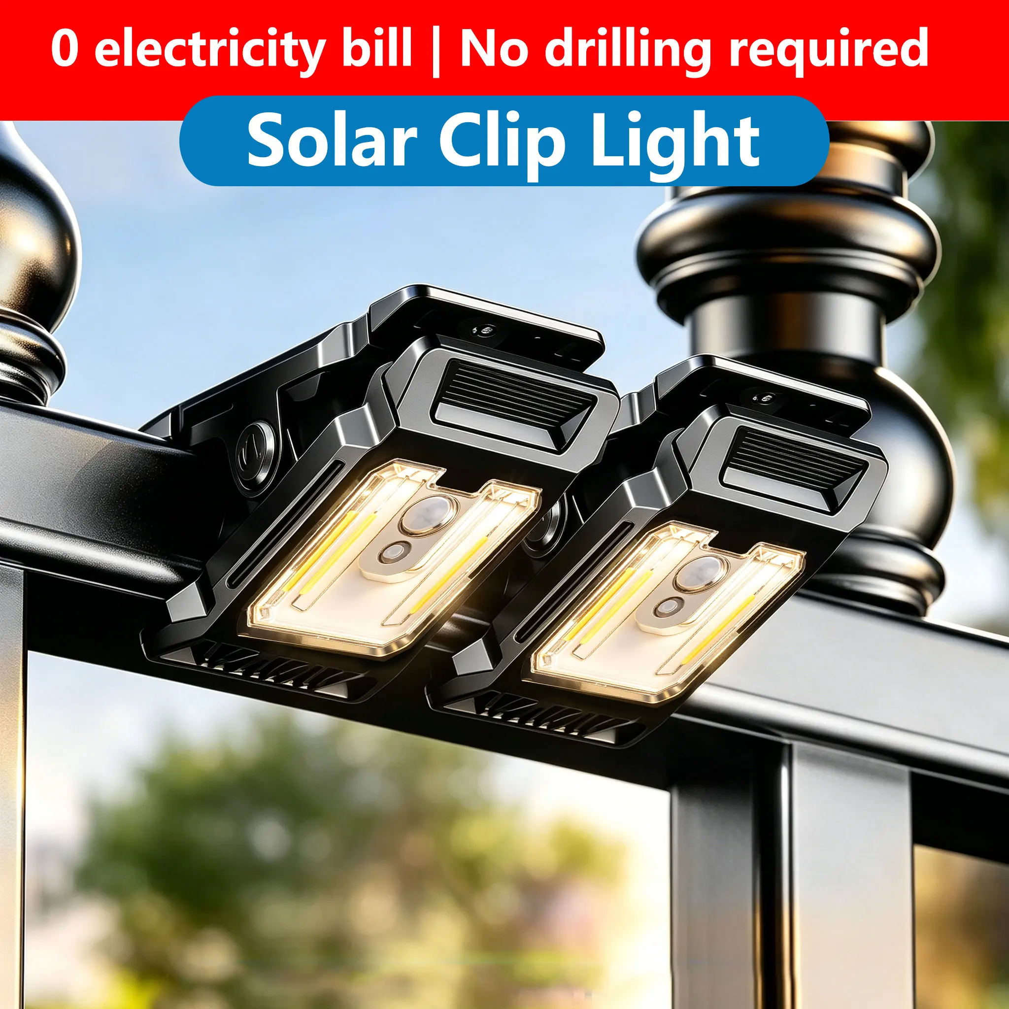 Mini Solar Clip Light PIR Motion Sensor Soft Warm Glow Easy Mounting for Porch Patio Corridor Garden Fence Outdoor