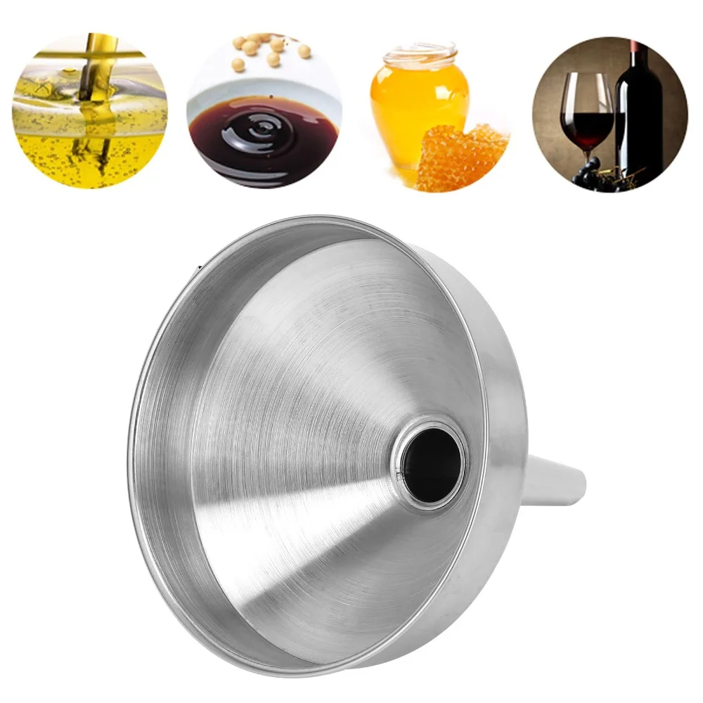 Portable Stainless Steel Stainless Steel Funnel Silver Wear-Resistant Kitchen Funnel Durable Lightweight Wide Mouth Funnel Daily