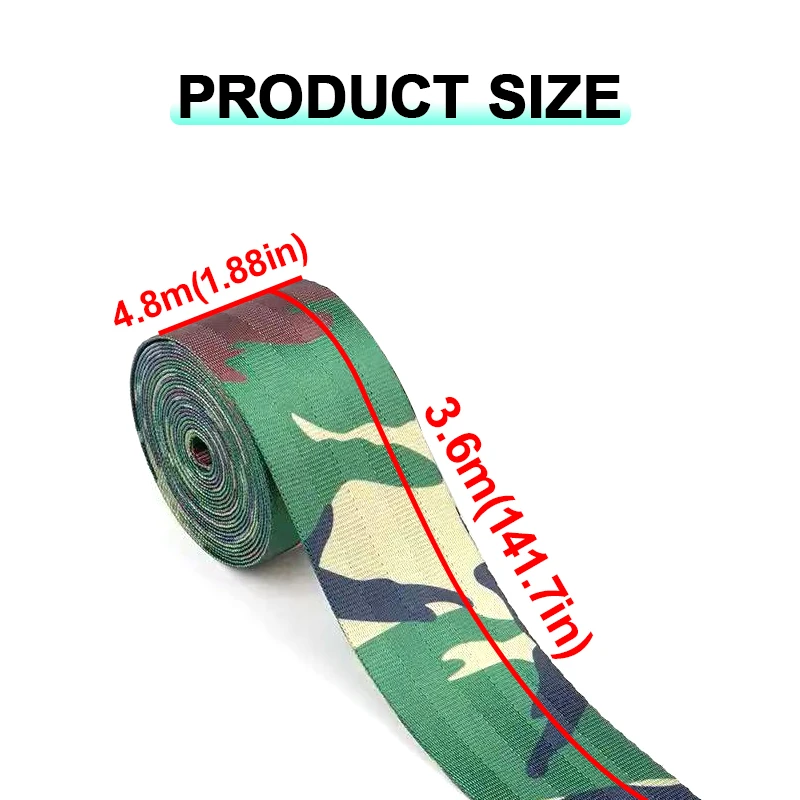 NEW 3.6M*4.8CM Car High-Strength Auto Seat Belt Webbing Fabric Racing Car Modified Seat Safety Belts Harness Strap image 2