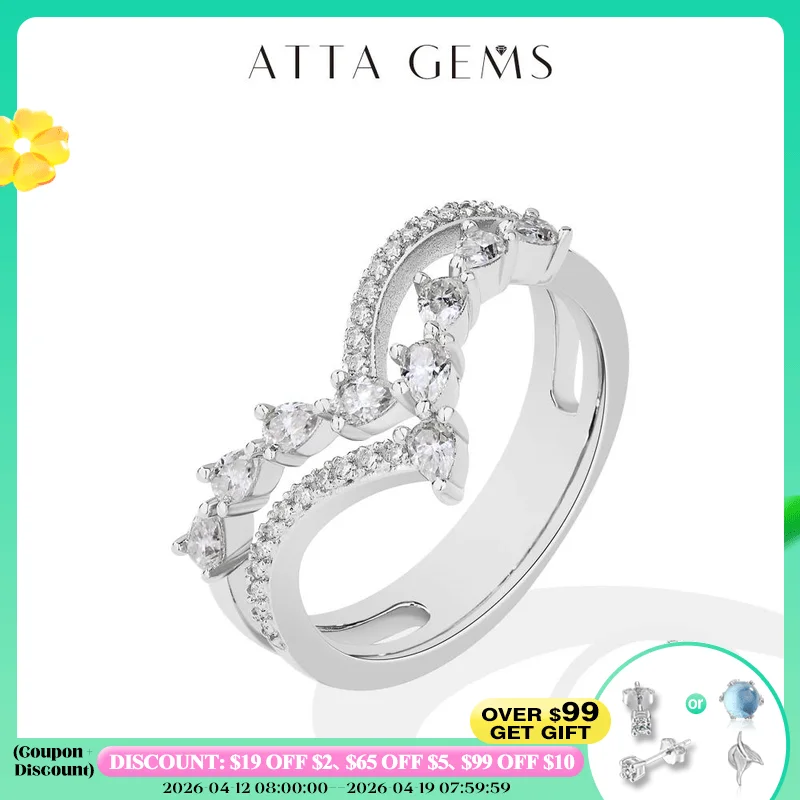 

ATTAGEMS Double Cross Design Band Moissanit Rings for Women DVVS1 Grade 3*2mm Pear Cut 925 Sterling Silver Engagement Jewelry