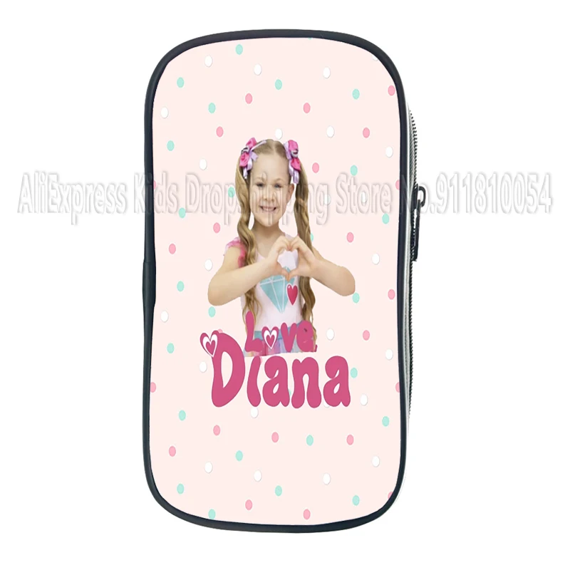 Kids Diana And Roma Show Pen Bag Cute Cartoon Student Pencil Box Stationery Case Large Capacity Cosmetics Storage Bag Gifts