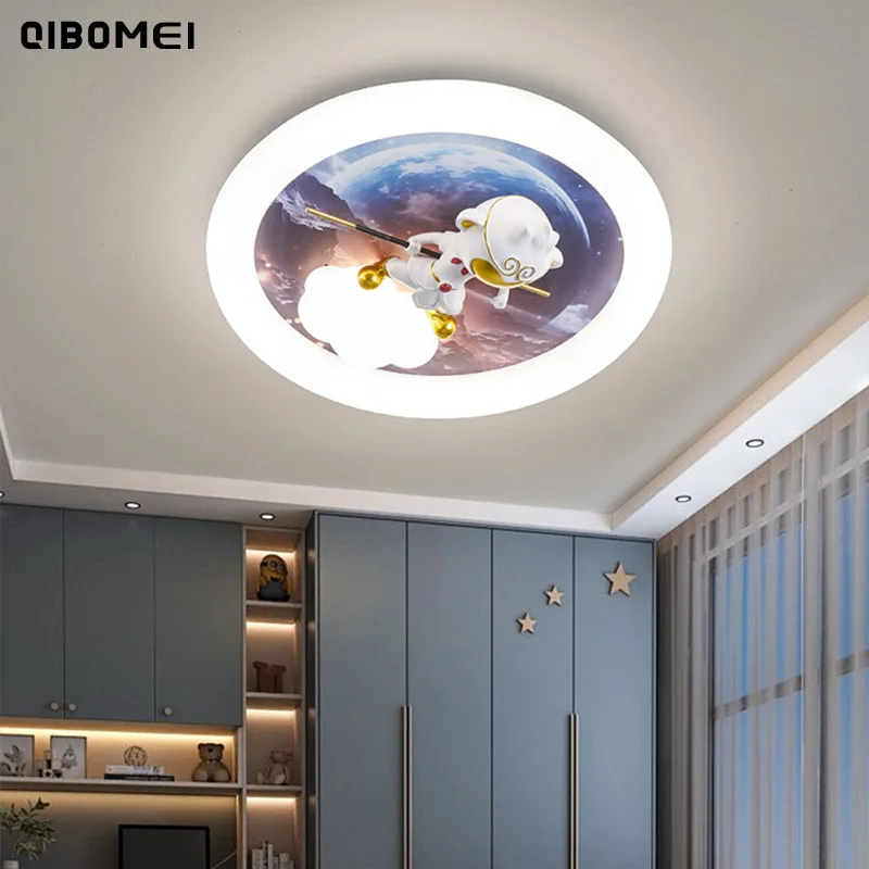 Led Children's Room Ceiling Light Creative Cartoon Astronaut Bedroom Ceiling Lamp Simple Modern Home Indoor Decor Lighting Lamps