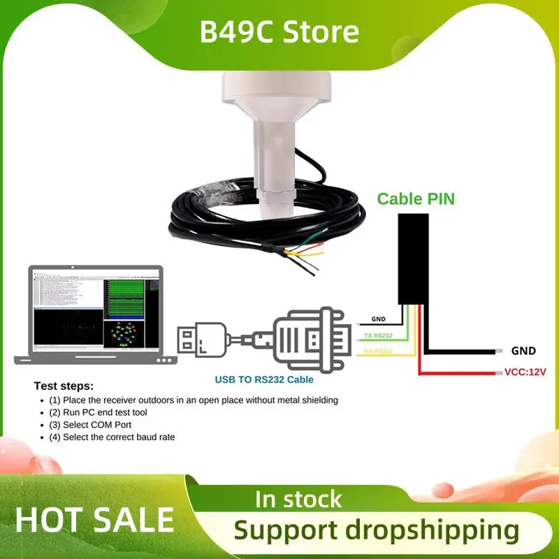 

B49C 2X RS232 GPS Marine GPS Receiver Antenna Module NMEA 0183 Baud Rate 4800 Voltage 12V Cable Is 5 Meters