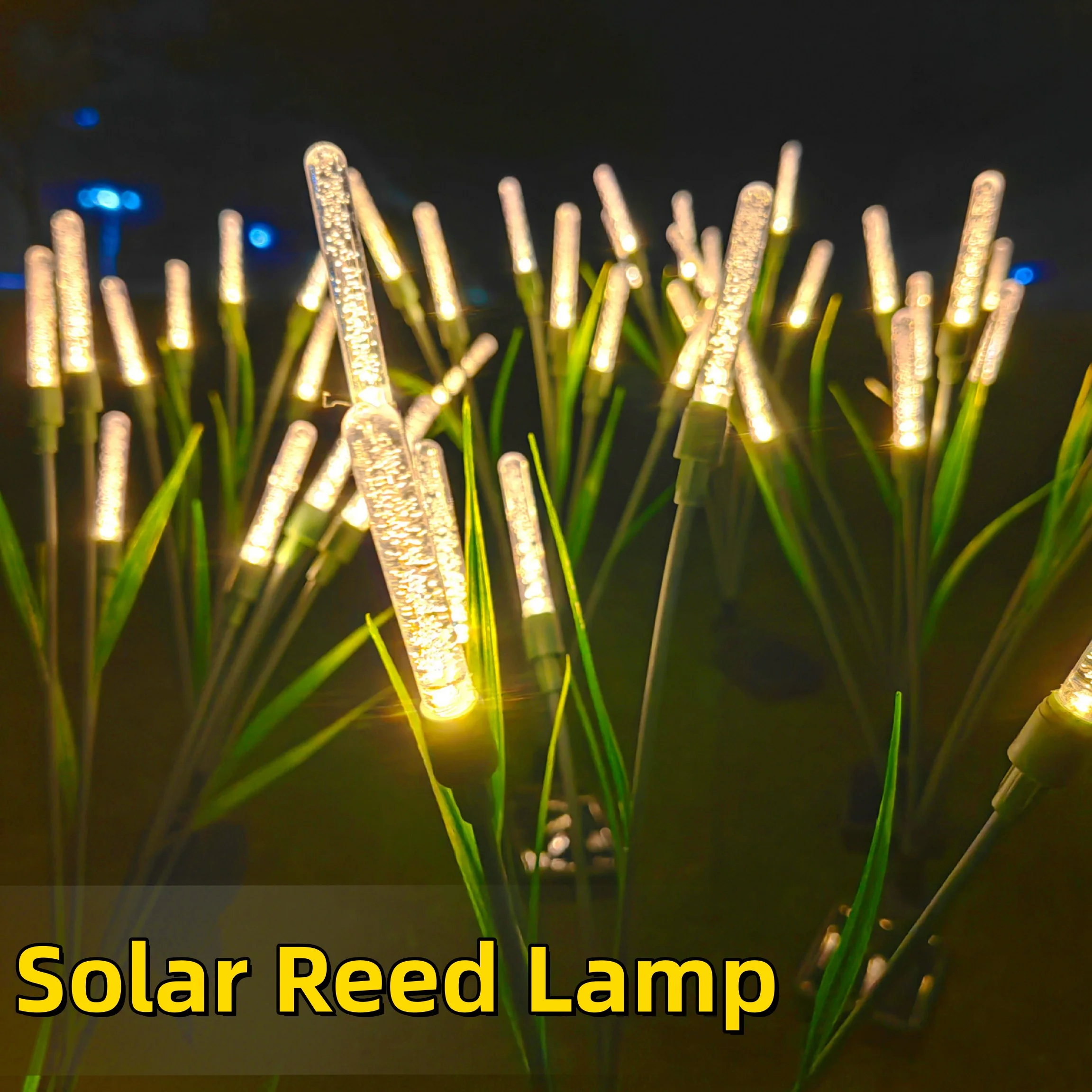 1pc Solar Reed Lamp, Outdoor Waterproof LED Landscape Light, Ground Insertion Lawn Outdoor Christmas Decoration Courtyard Light