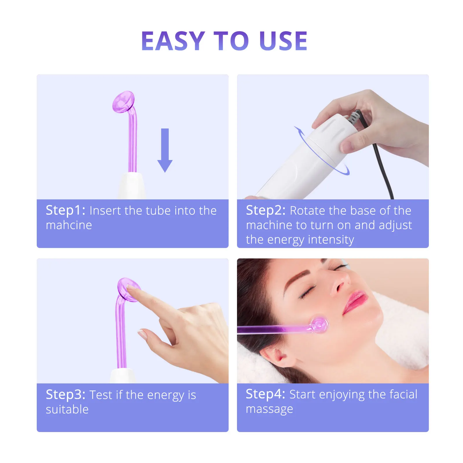 High frequency facial care Electrotherapy Wand Neon + Argon Wands Remove wrinkles Inflammation Acne Skin Care