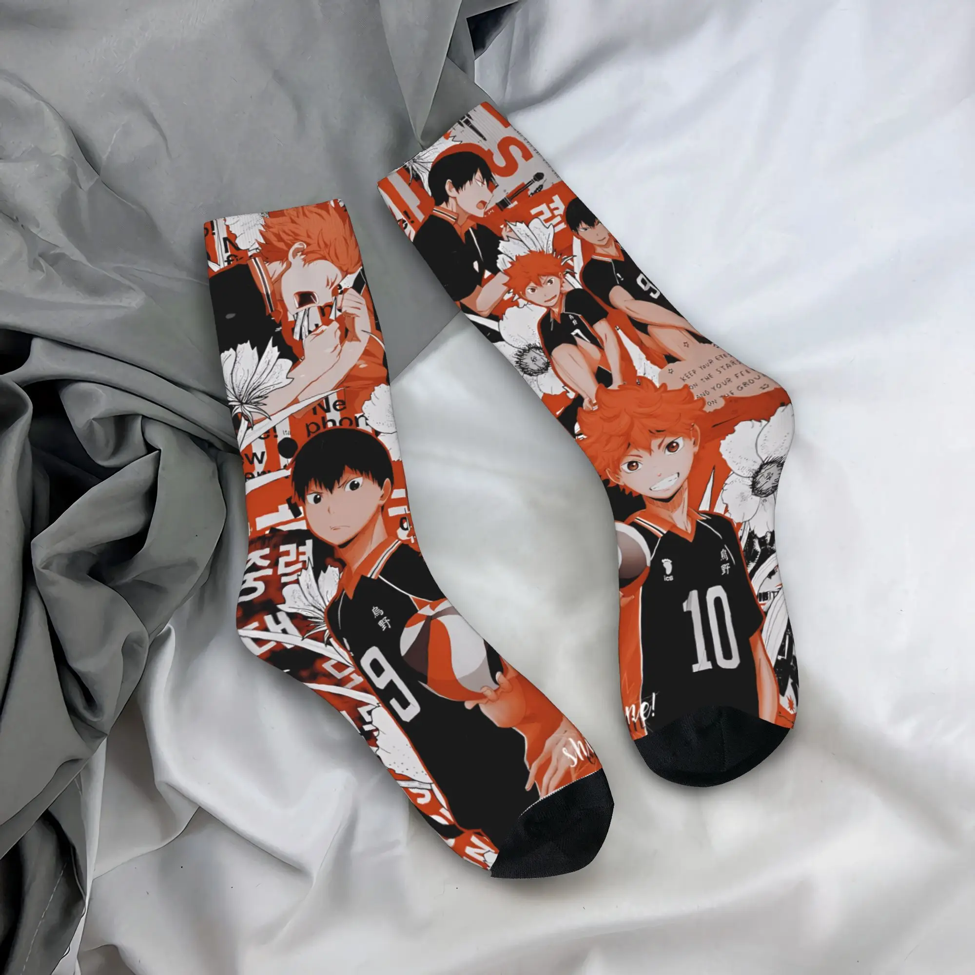Haikyuu Volleyball Friendship Stockings Adults Men  Socks Comfortable Vintage Socks Autumn Running Anti Bacterial Design Socks