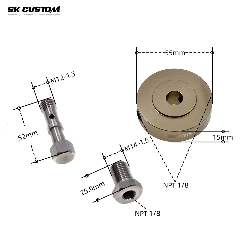 SK CUSTOM For Volkswagen EA113 Engine Oil Temperature Gauge Oil Pressure Gauge Adapter Sensor Connector Adapter Three Way Part