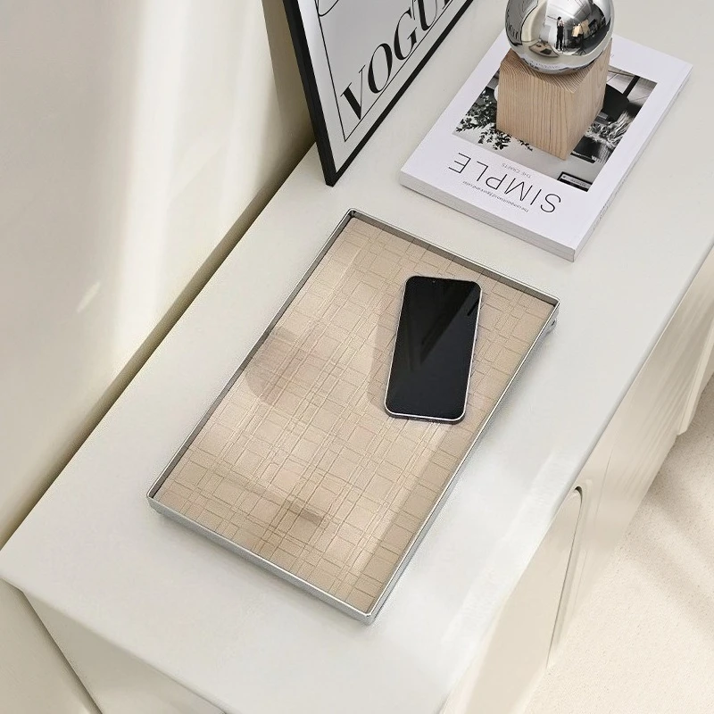 DSA desktop entrance entry rectangular leather jewelry tray water cup storage tray