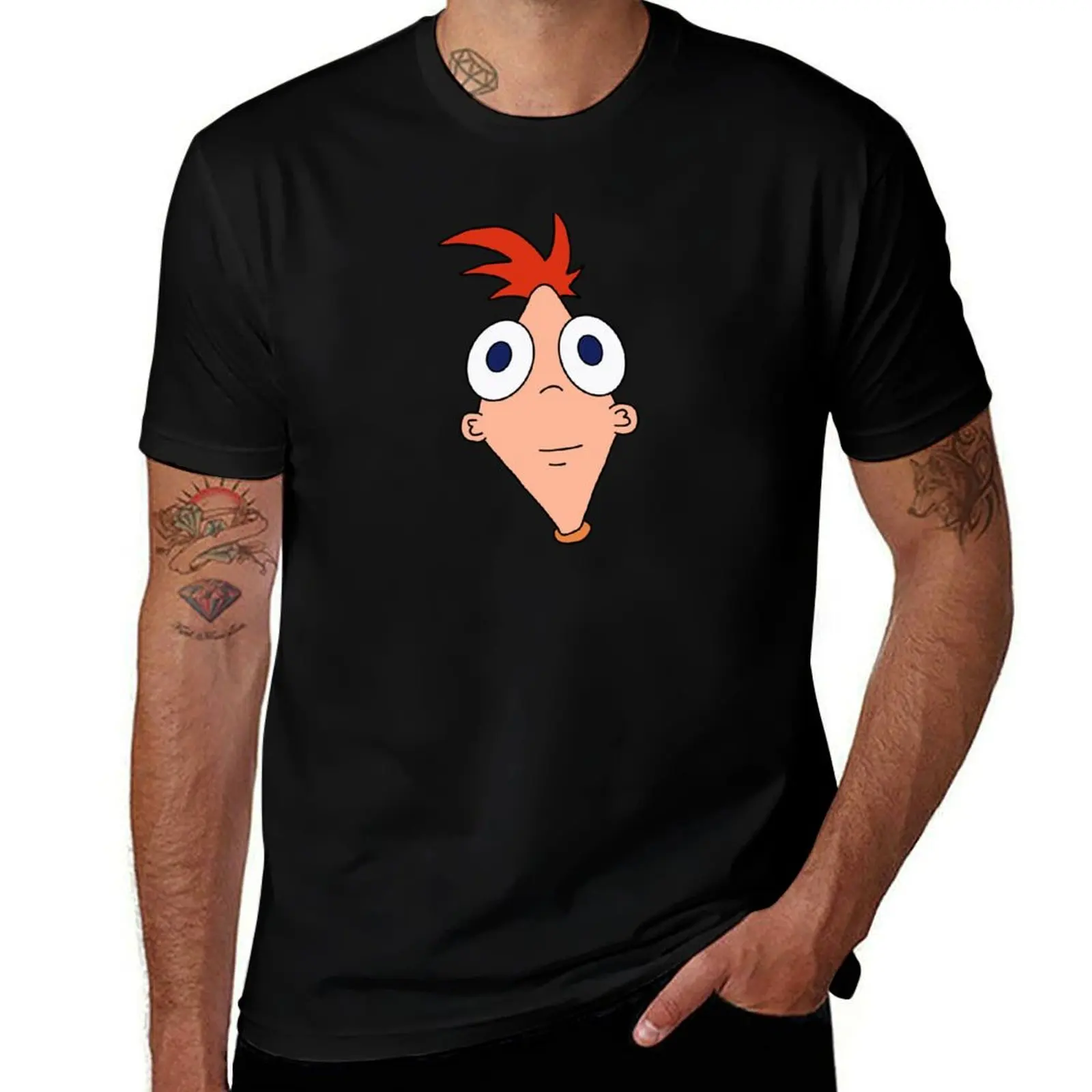 

Front facing phineas T-Shirt basketball graphic tees Anime t-shirt mens white t shirts