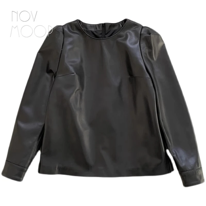 Suéter de cuello alto para mujer, top de piel de oveja auténtica, suave y elegante, estilo de diseñador simple, temporada de invierno, LT3616