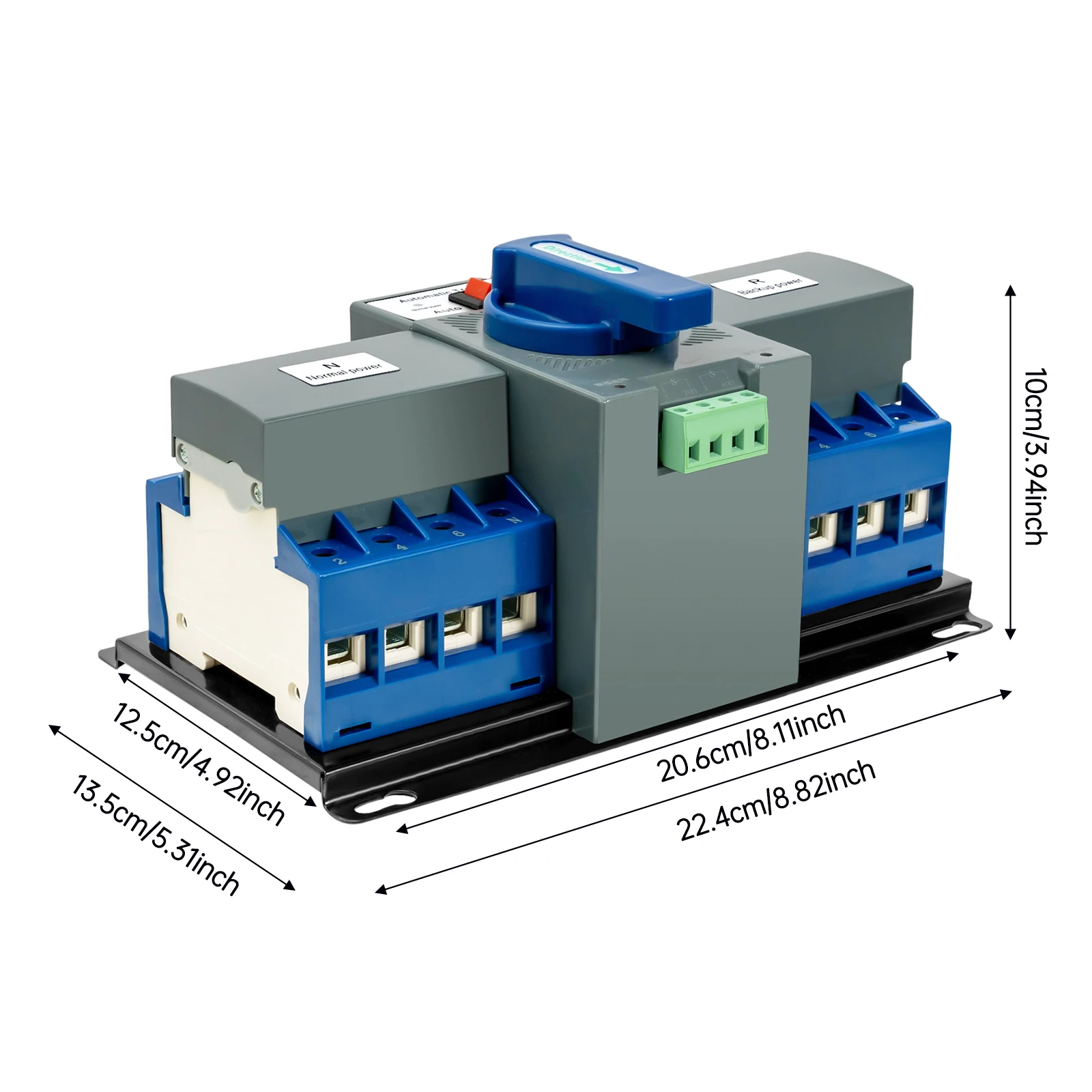 Automatic Transfer Switch, 4P/63A Dual Power Automatic Transfer Switch, Dual Power Transfer Switch, 110V, Pure Copper Motor Terminal, High Temperature Resistant Plastic, Auto Switch Main Backup Power, Short Circuit Arc Protection, Safe Stable Supply