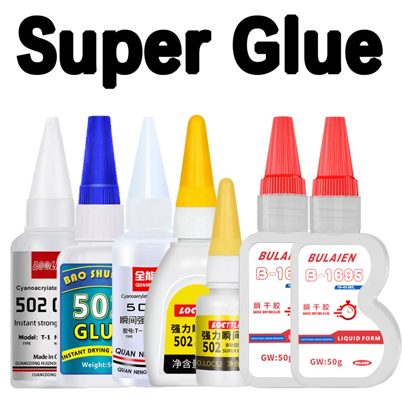 Sofortiger Superkleber Schnell Trocknender Cyanacrylat-Klebstoff Starker Universeller Flüssigkleber für Leder, Gummi, Glas, Holz, Metall DIY