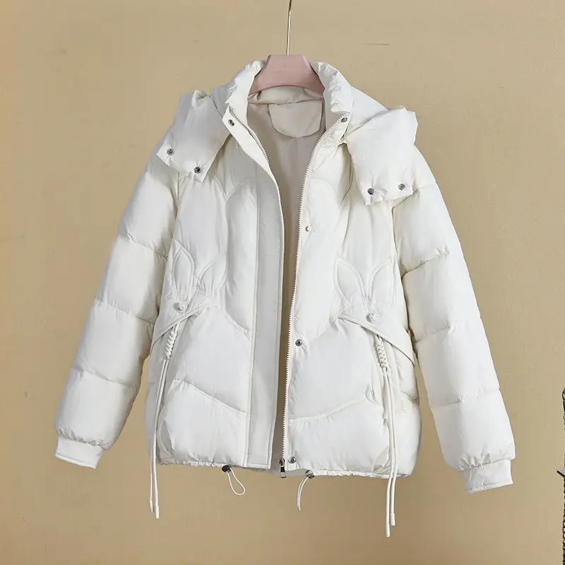 2025 New Winter Coat Women Down Short Padded Jacket Parkas Thick Cotton Coats Clothes Black Khaki Outerwear Female