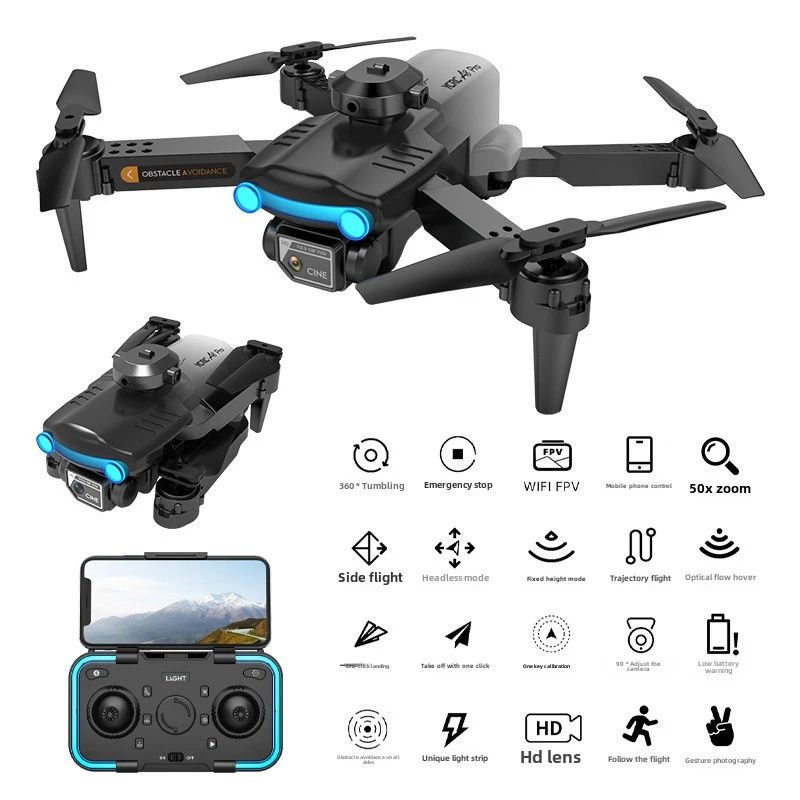 A8 Pro Drone - 4K Dual Camera Foldable Quadcopter with Obstacle Avoidance, Remote Control, Perfect Christmas Gift for Kids