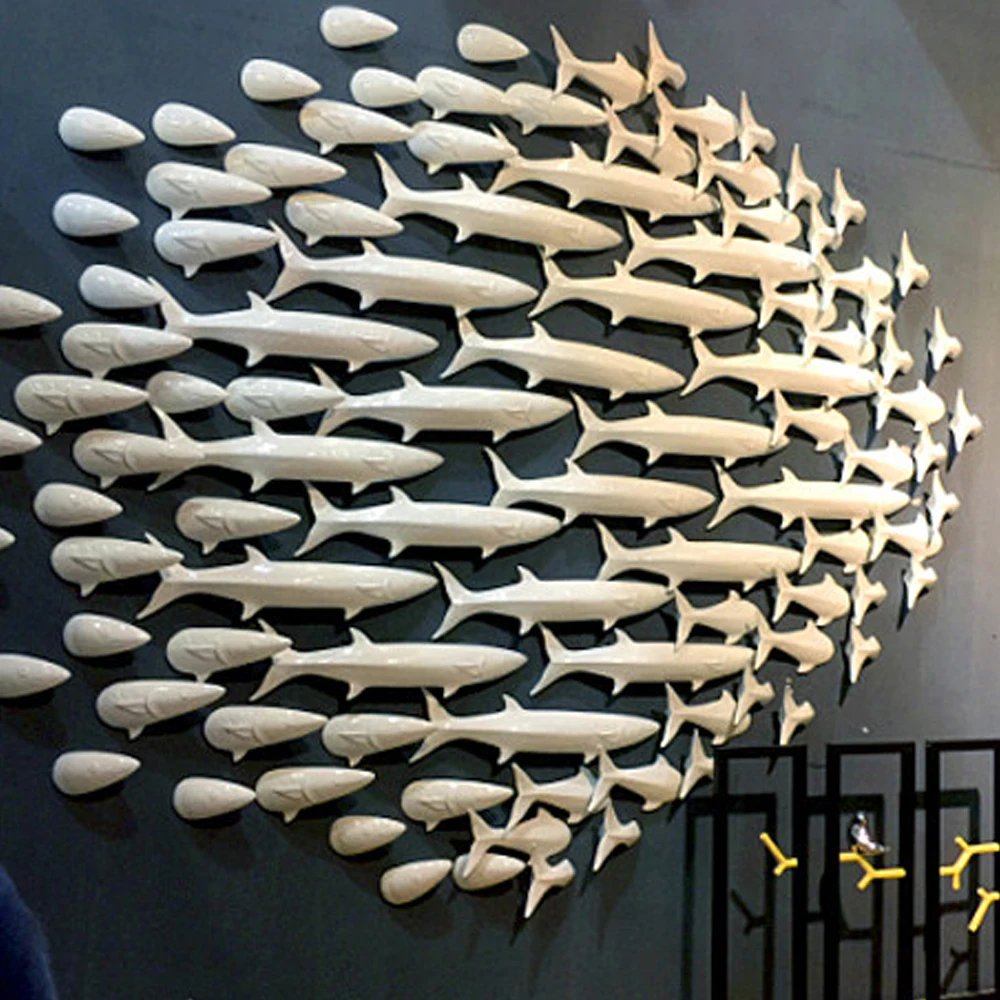 Creative Sofa Background Wall Three-dimensional Ceramic Swordfish Wall Decoration Home Porch Fish Decorative Pendant