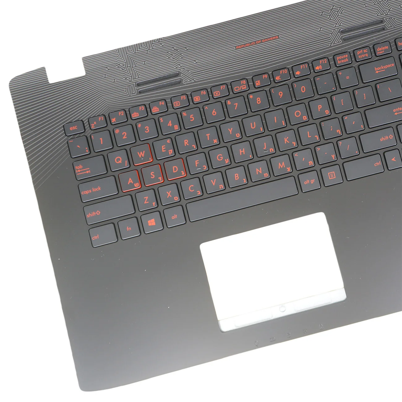 red font Red Backlit Keyboard Palmrest Case Top Cover For ASUS GL752V GL752VW GL752VLGL742V GL742VW ZX70VW Hebrew Israel