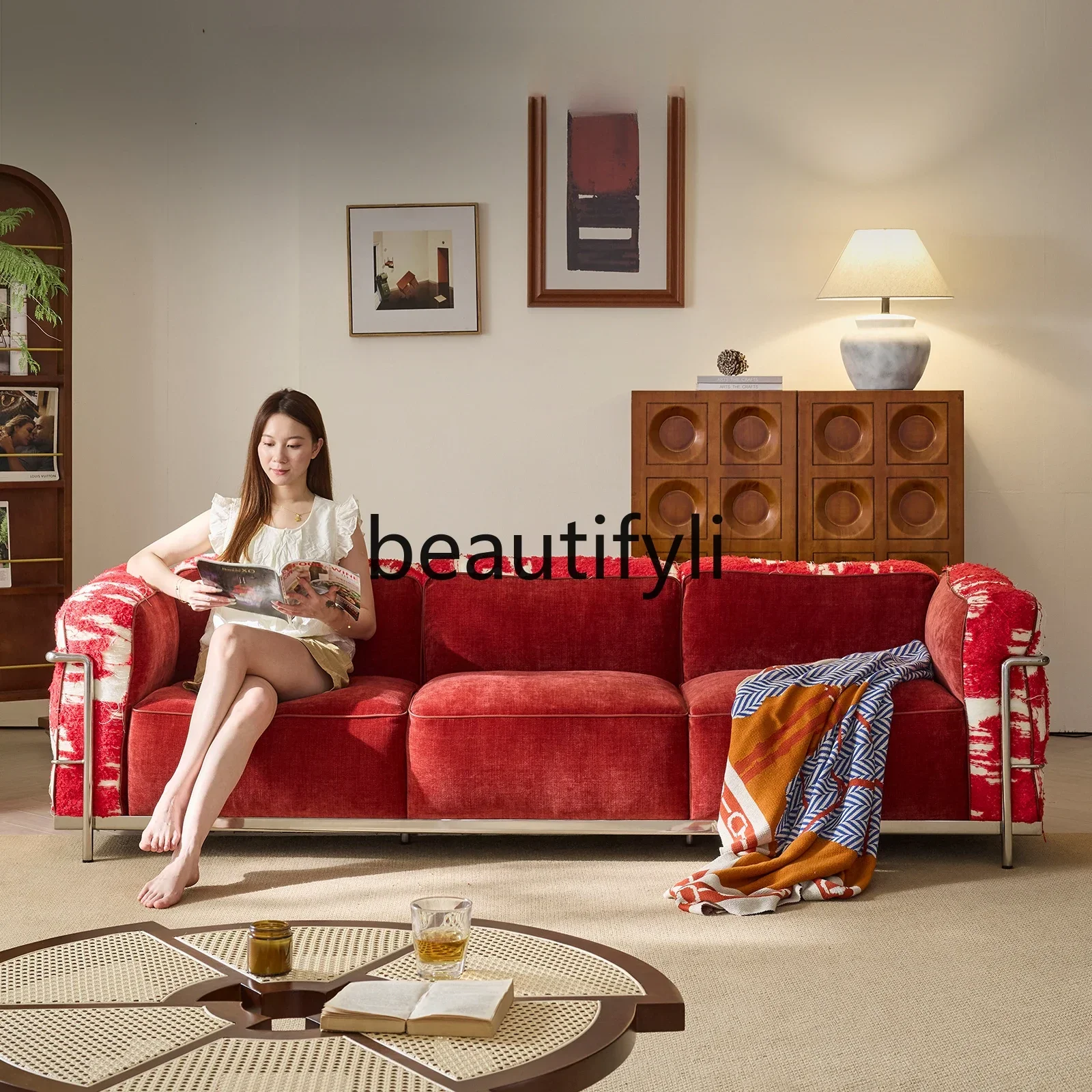 A71Sofa antique small apartment living room three-person sofa new