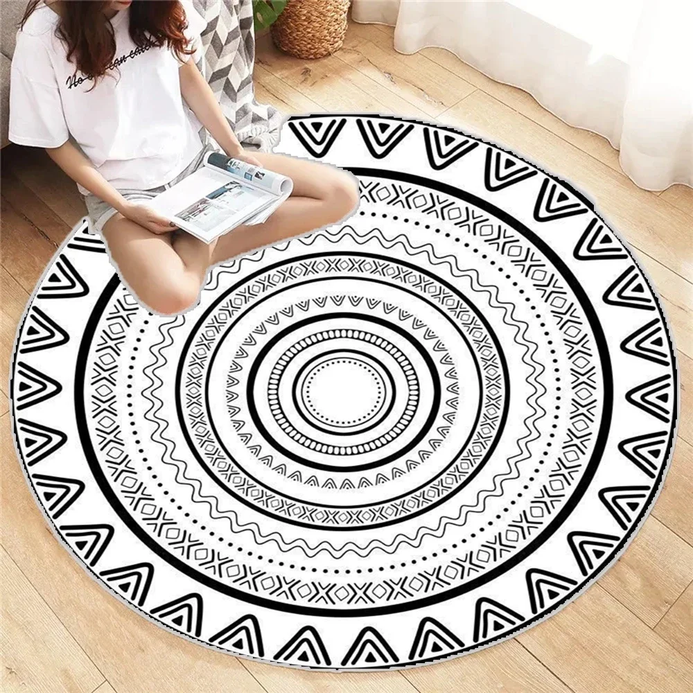 Round Rug Scandinavian Balcony Coffee Table Hanging Basket Floor Mat Living Room Abstract Floor Home Decor Bedside Reading Mat