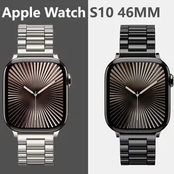 Apple Watch用ステンレススチールストラップ,メタルブレスレット,iwatchシリーズ10用ブレスレット,アクセサリー,46mm