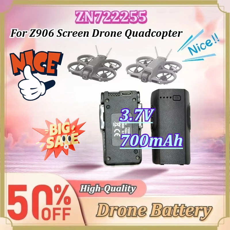 For Z906 Screen Drone Quadcopter ZN722255 3.7V 700mAh Li‑ion Rechargeable Battery Replacement For RC Aircraft Drone Parts