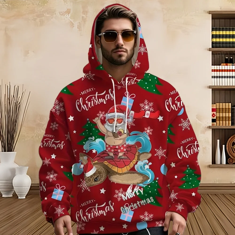 

Christmas Sweatshirts Autumn Funny Skull Print Fashion Men's Hoodie Sweatshirts Oversized Kangaroo Pocket Long Sleeve Clothing