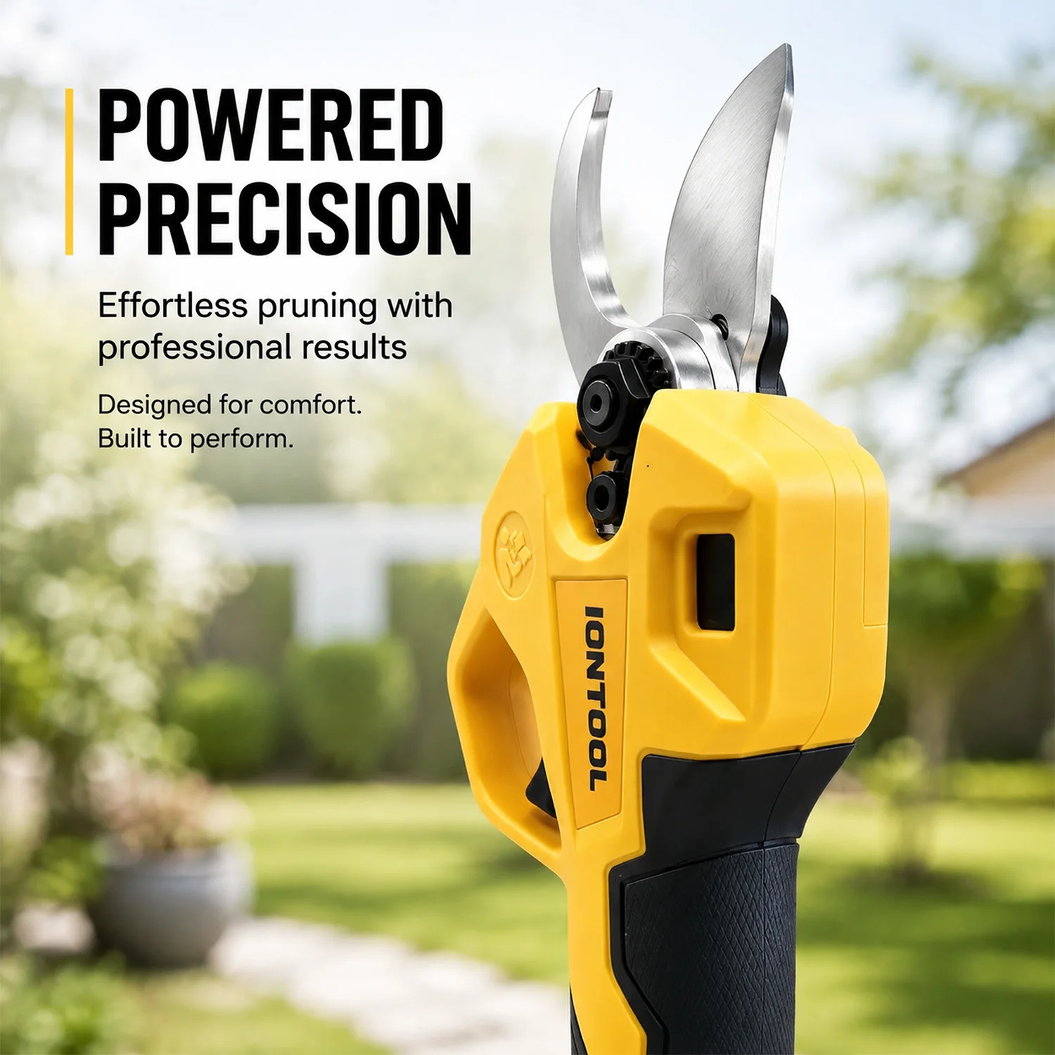 IONTOOL Yellow Portable Cordless Pruning Shears 3cm Opening Bare Unit Hand Power Tools for Beginner Garden Scissors Tasks