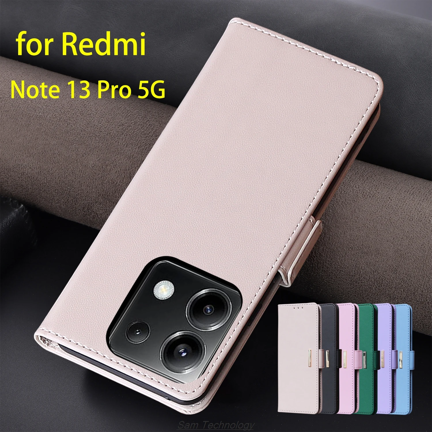 Magnetic buckle Leather Case for Xiaomi Redmi Note 13 Pro 5G Wallet RFID BLOCKING Flip Cover female Simple Capa Fundas Coque