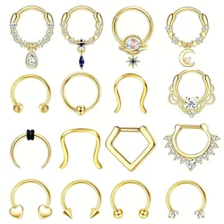 FASACCO Surgical Steel Septum Rings 16G Hypoallergenic Horseshoe  Hinged Septum Nose Lip Cartilage Piercing Jewelry