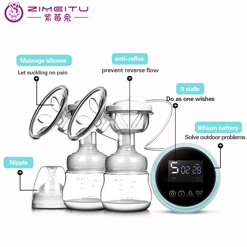 tire-lait-electrique-double-sans-bpa-avec-coussinets-d'allaitement-et-ensemble-de-stockage-de-lait-maternel-coffret-cadeau-pour-l'alimentation-du-bebe