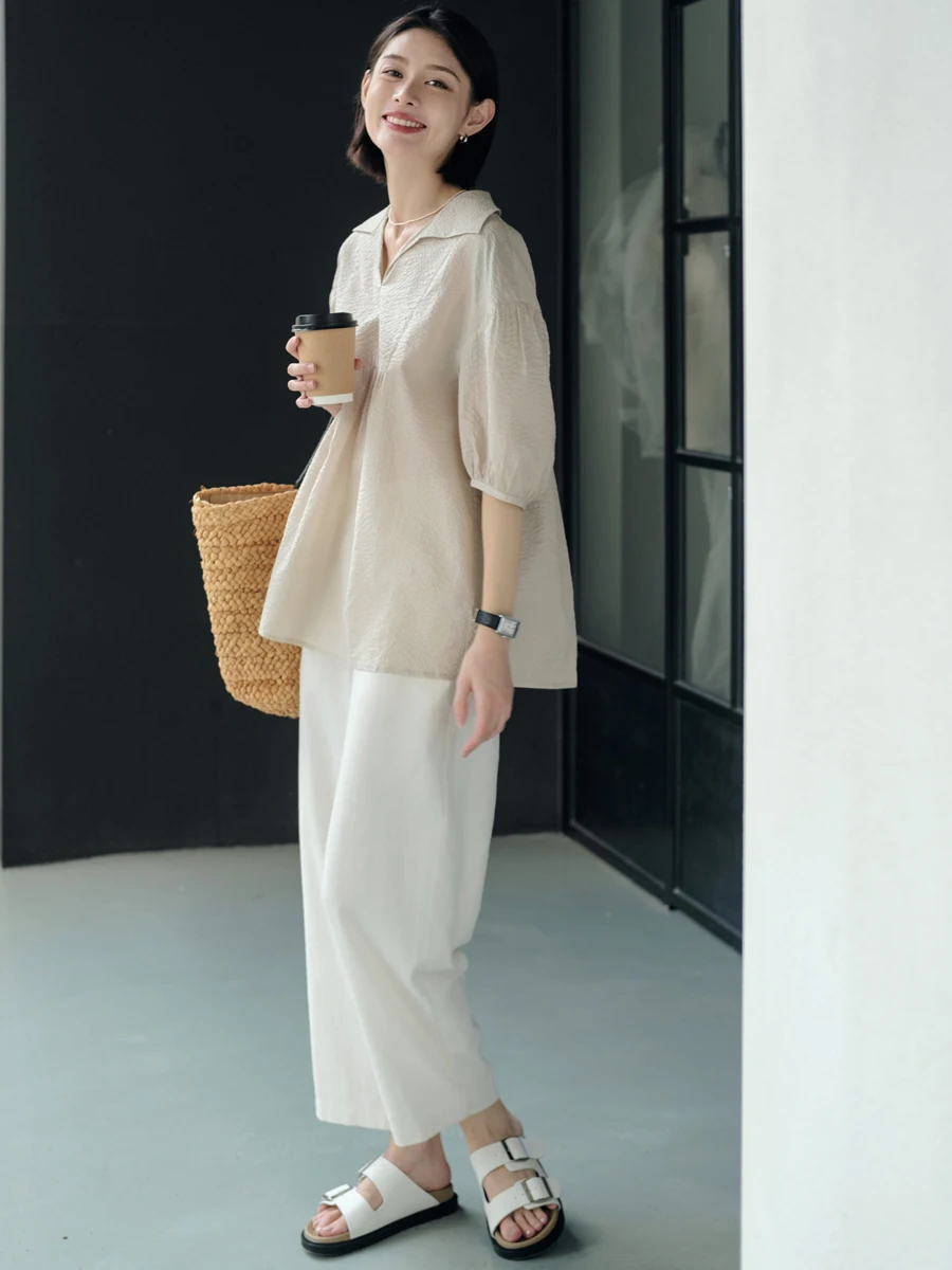 

Летняя футболка YOYO из высокоплотного хлопка с V-образным вырезом, свободного кроя, дышащая, приятная для кожи, в корейском стиле