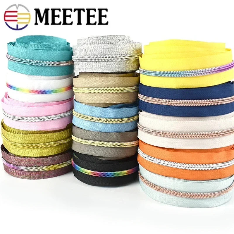 2/4 Metros 5 #   Zíperes de bobina de náilon para mochila jaqueta decoração de vestuário fita zip kit de reparo de costura roupas diy acessórios de alfaiataria