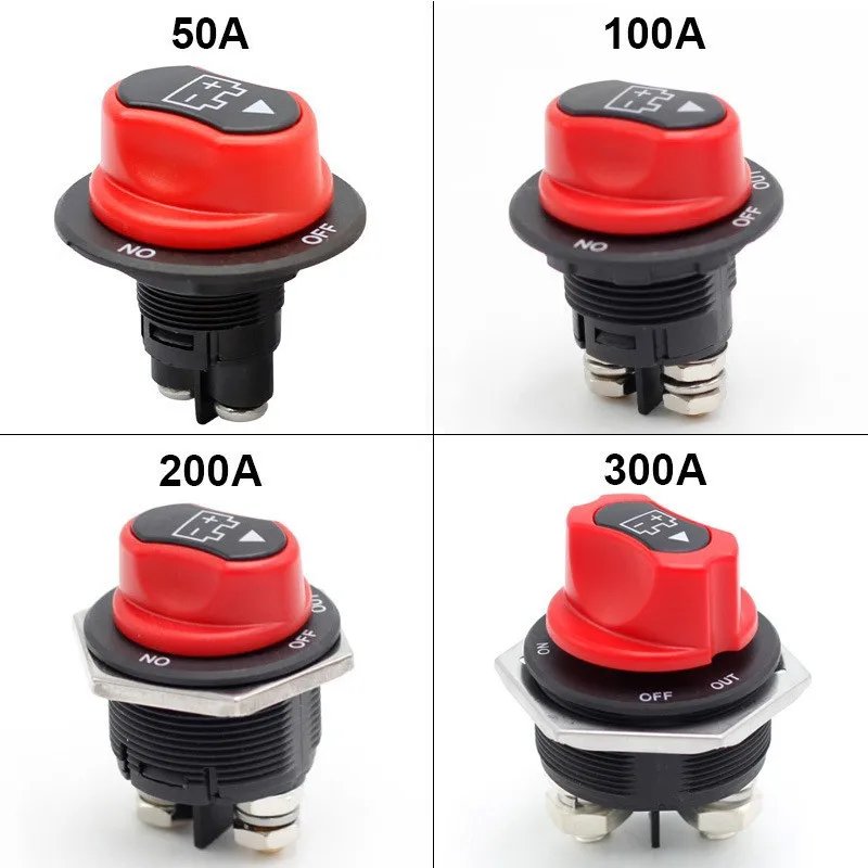 50A 100A 200A 300A Car Rally Battery Switch Disconnecter Power Isolator Cut Off Switch Kit For Truck Car Motorcycle Boat DC 12V