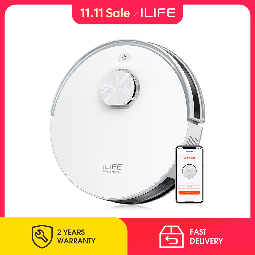 ILIFE V30 robotstofzuiger, lasernavigatie, zuigkracht van 10000 Pa, tot 150 minuten gebruiksduur, APP-bediening, aanpasbare reiniging
