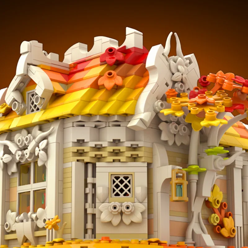 1559pcs Moc Autumn-Birch-House Medieval Modularity Architecture Houses Building Model Blocks Assembly Bricks Toys Kids present