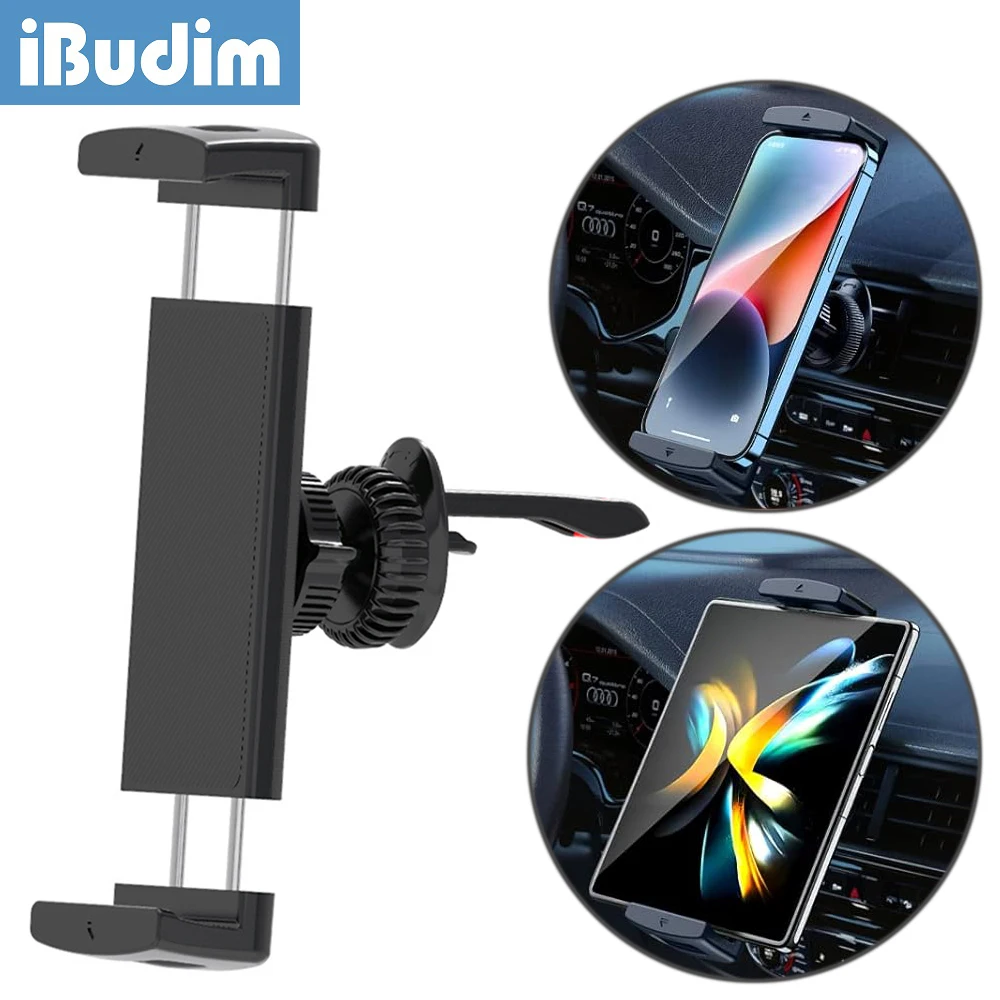 iBudim Car Air Vent Mount Tablet Cellphone Holder Stand for iPhone iPad Samsung Z Fold Tablet PC Universal Car Tablet Brackets