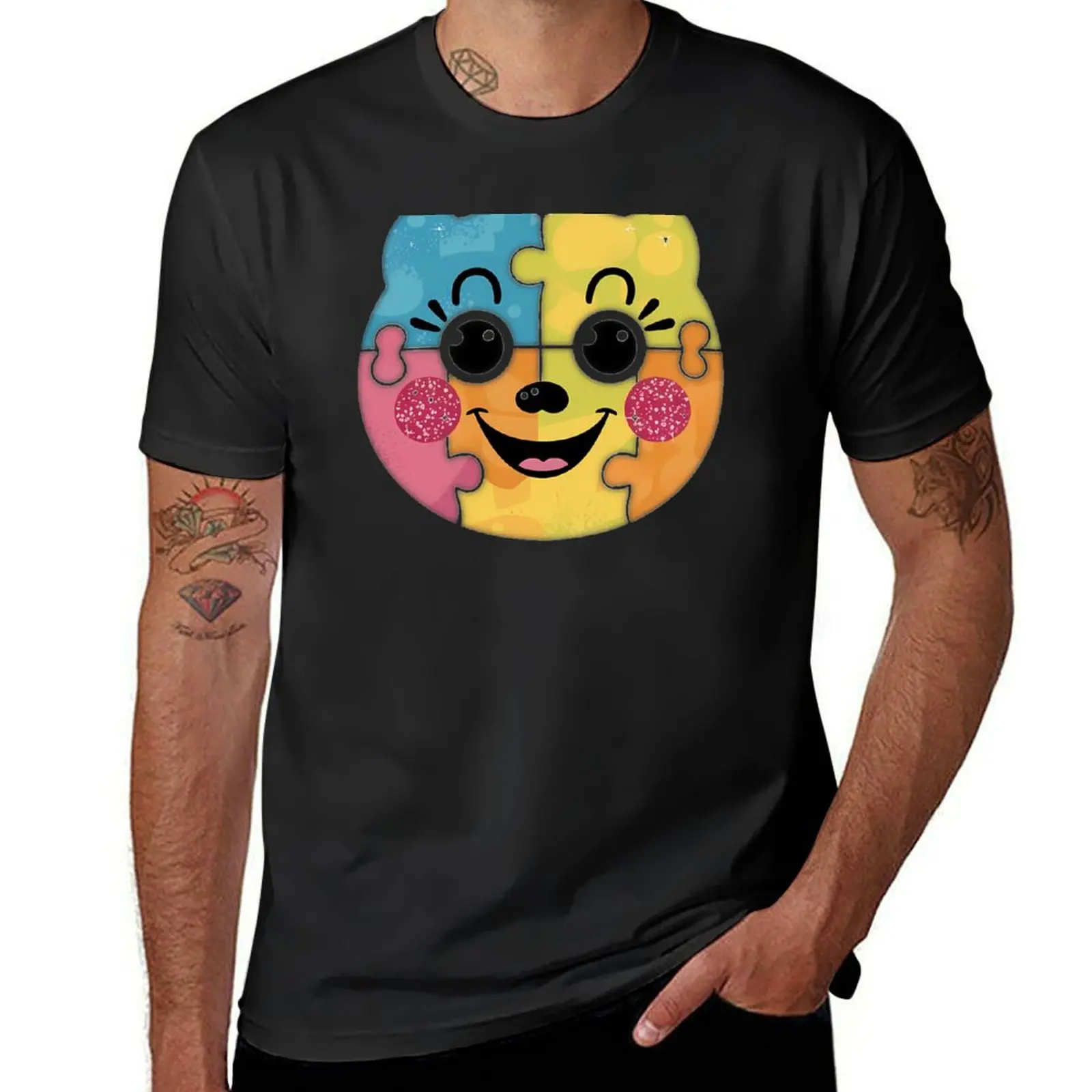 Sweet Puzzle Bear T-Shirt korean fashion blacks mens funny t shirts