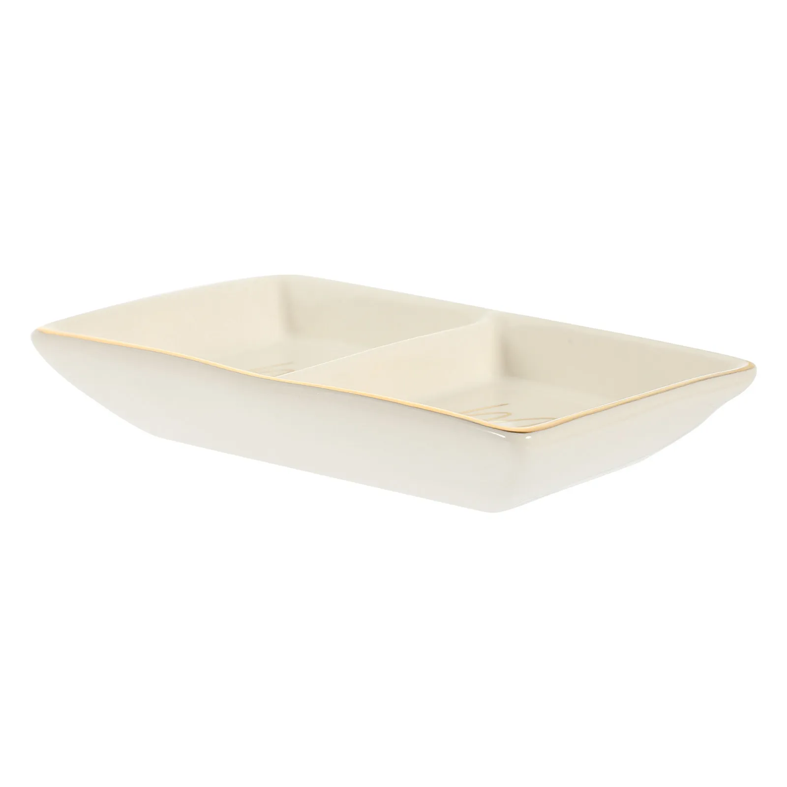 

Ceramic Jewelry Dish Tray Double Grids Trinket Holder for Rings Earrings Desktop Organizer Decorative Storage Plate