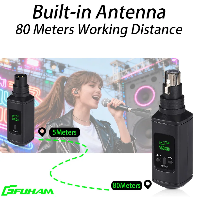 نظام ميكروفون لاسلكي جيد UHF جهاز إرسال واستقبال XLR لاسلكي للميكروفونات الديناميكية، أنظمة صوت PA للجيتار